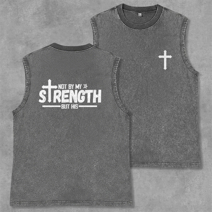 Christianartworkshop Débardeur unisexe délavé « Ce n’est pas par ma force, mais par sa foi » - Gris - 2XL - image 14