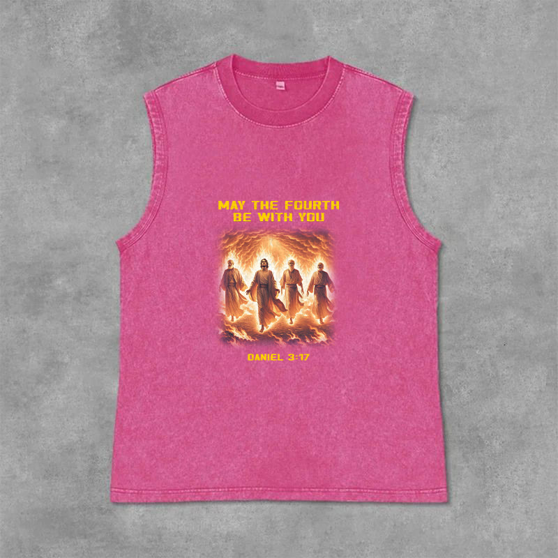 Christianartworkshop Que la Force soit avec vous (Daniel 3:17) Débardeur unisexe délavé - Rose - 2XL - image 12