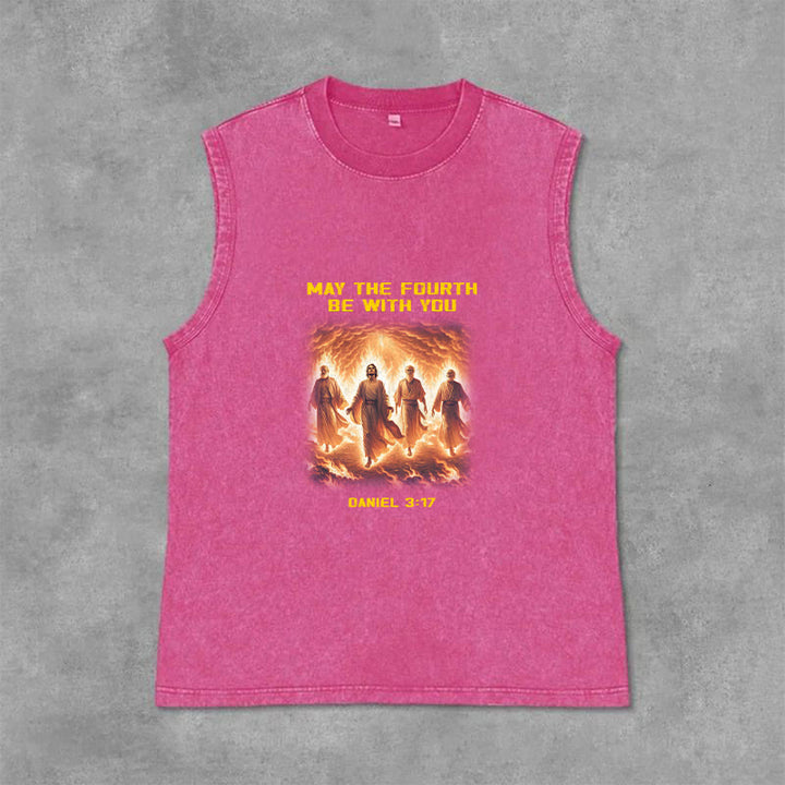 Christianartworkshop Que la Force soit avec vous (Daniel 3:17) Débardeur unisexe délavé - Rose - 2XL - image 12