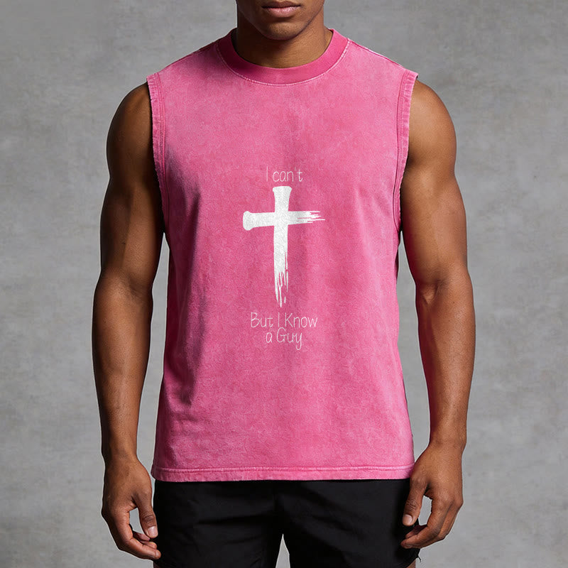 Christianartworkshop Je ne peux pas, mais je connais un gars. Débardeur unisexe délavé Faith. - image 13