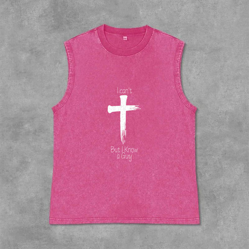 Christianartworkshop Je ne peux pas, mais je connais un gars. Débardeur unisexe délavé Faith. - Rose - 2XL - image 12