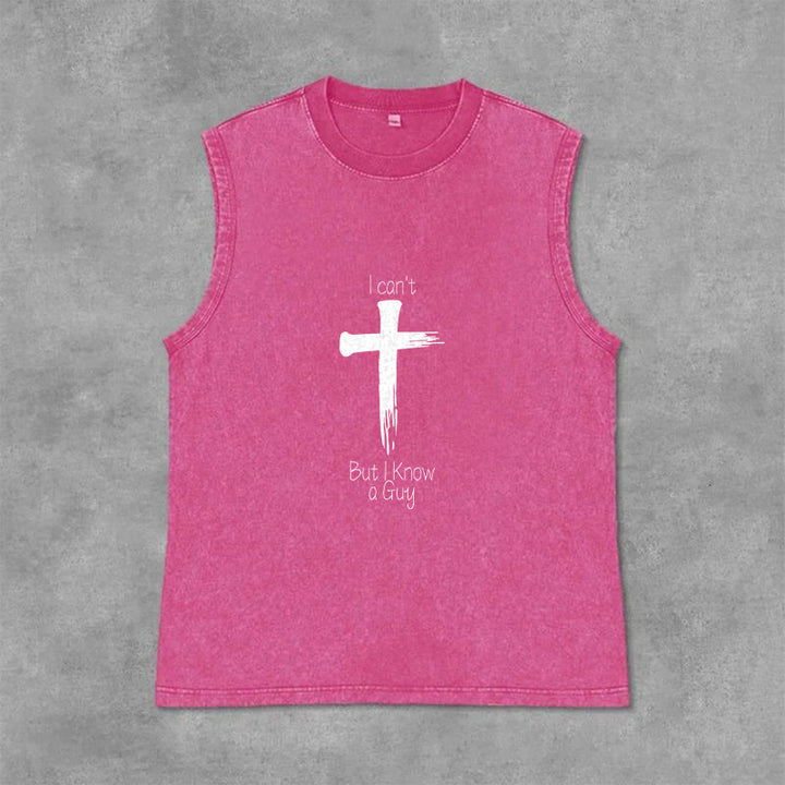 Christianartworkshop Je ne peux pas, mais je connais un gars. Débardeur unisexe délavé Faith. - Rose - 2XL - image 12