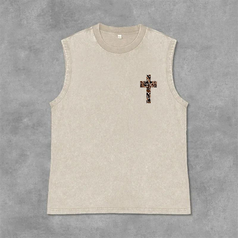 Christianartworkshop Débardeur unisexe lavé à motif camouflage croix « Je peux tout faire grâce au Christ » - image 21