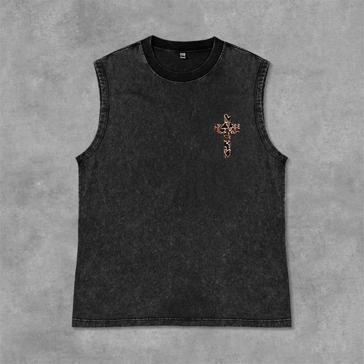 Christianartworkshop Débardeur unisexe lavé à motif camouflage croix « Je peux tout faire grâce au Christ » - image 7