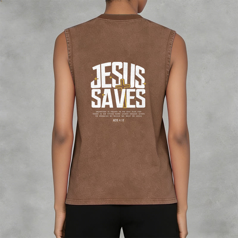 Christianartworkshop Débardeur unisexe délavé « Jésus sauve » - image 14
