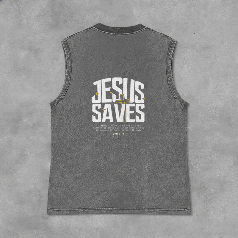 Christianartworkshop Débardeur unisexe délavé « Jésus sauve » - Gris - 2XL - image 9