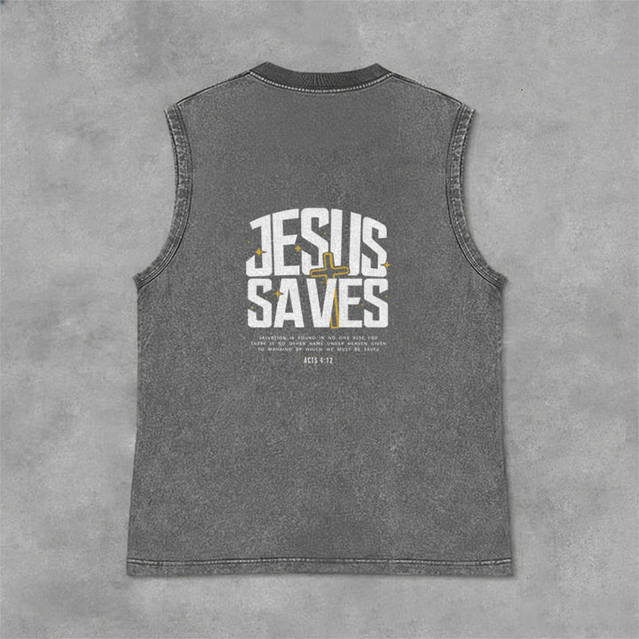 Christianartworkshop Débardeur unisexe délavé « Jésus sauve » - Gris - 2XL - image 9