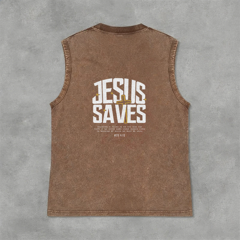Christianartworkshop Débardeur unisexe délavé « Jésus sauve » - Brun - 2XL - image 12