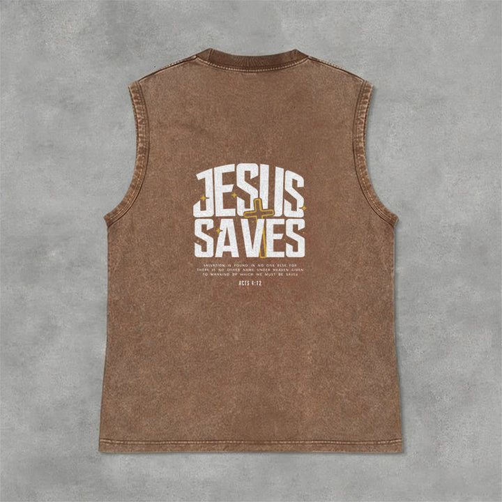 Christianartworkshop Débardeur unisexe délavé « Jésus sauve » - Brun - 2XL - image 12