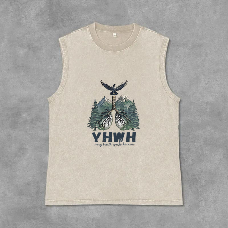 Christianartworkshop Débardeur unisexe délavé YHWH Breath of Life Faith Statement - Beige - 2XL - image 0