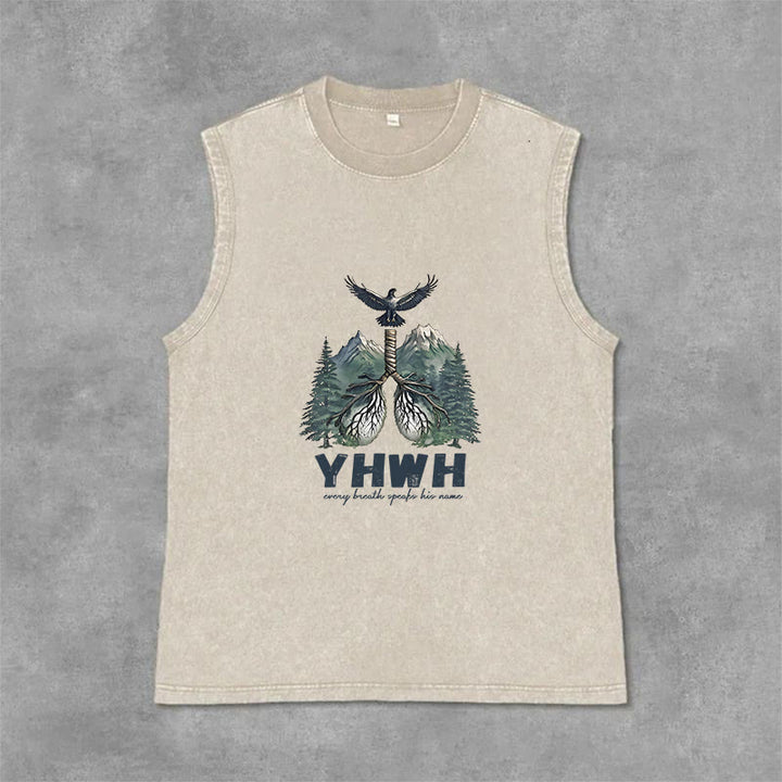 Christianartworkshop Débardeur unisexe délavé YHWH Breath of Life Faith Statement - Beige - 2XL - image 0