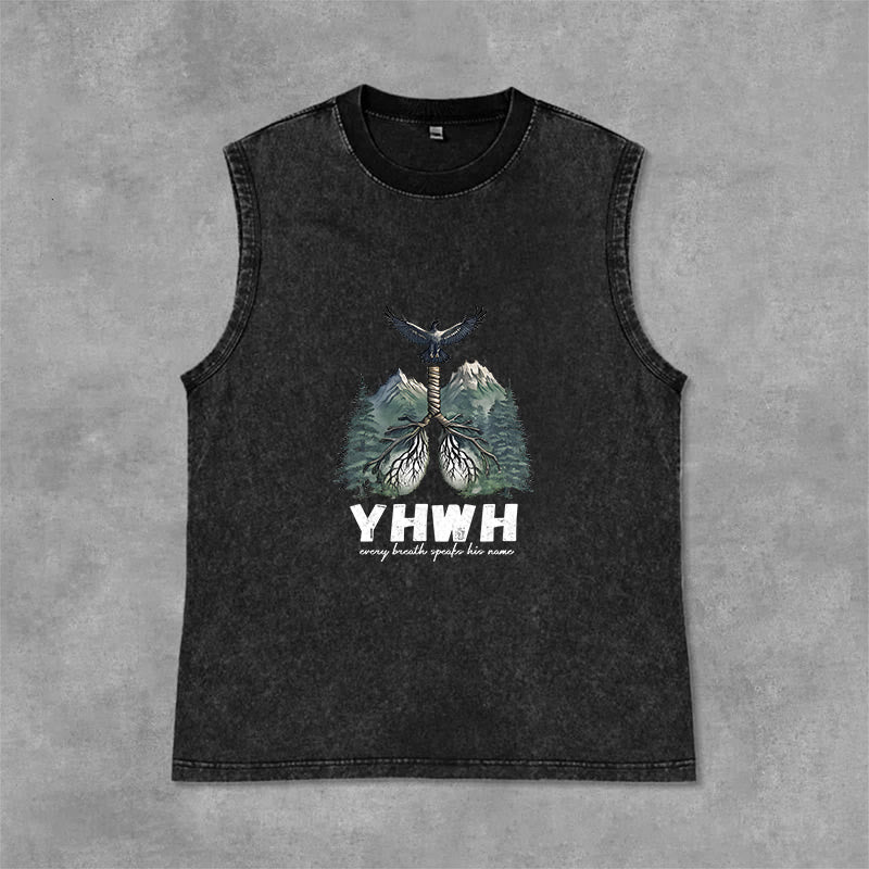 Christianartworkshop Débardeur unisexe délavé YHWH Breath of Life Faith Statement - Noir - 2XL - image 3