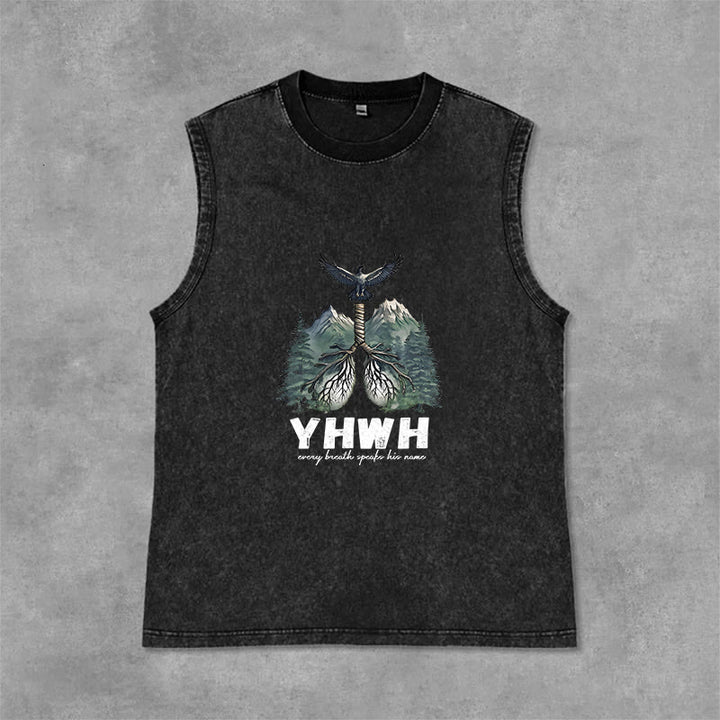 Christianartworkshop Débardeur unisexe délavé YHWH Breath of Life Faith Statement - Noir - 2XL - image 3