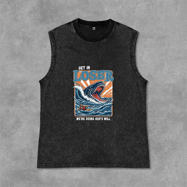 Christianartworkshop Monte, loser ! On fait la volonté de Dieu ! Débardeur unisexe délavé Jonah - Noir - 2XL - image 3