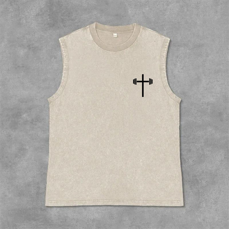 Christianartworkshop Philippiens 4:13 Débardeur unisexe Barbell Cross lavé - image 20