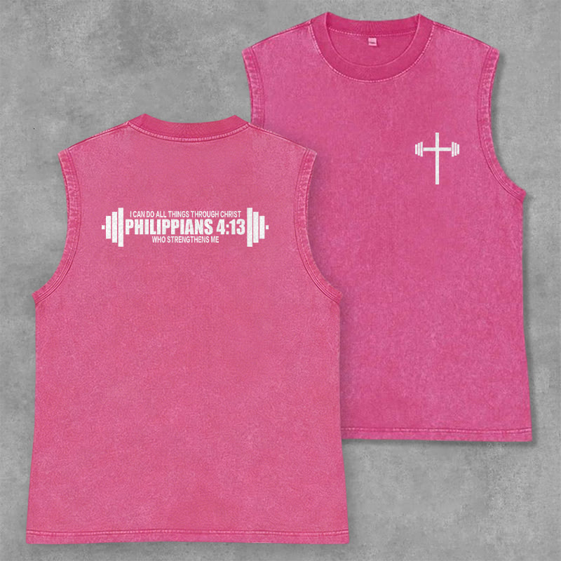 Christianartworkshop Philippiens 4:13 Débardeur unisexe Barbell Cross lavé - Rose - 2XL - image 28