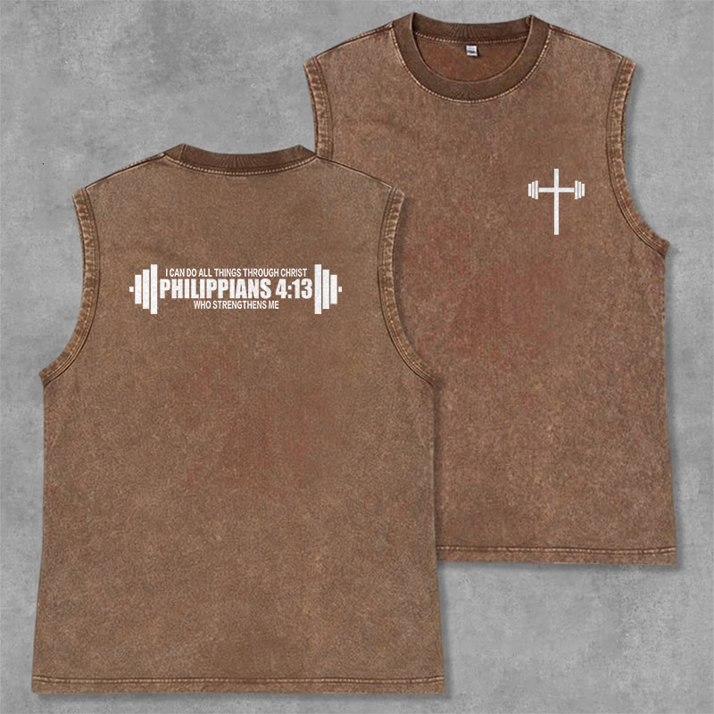 Christianartworkshop Philippiens 4:13 Débardeur unisexe Barbell Cross lavé - Brun - 2XL - image 21
