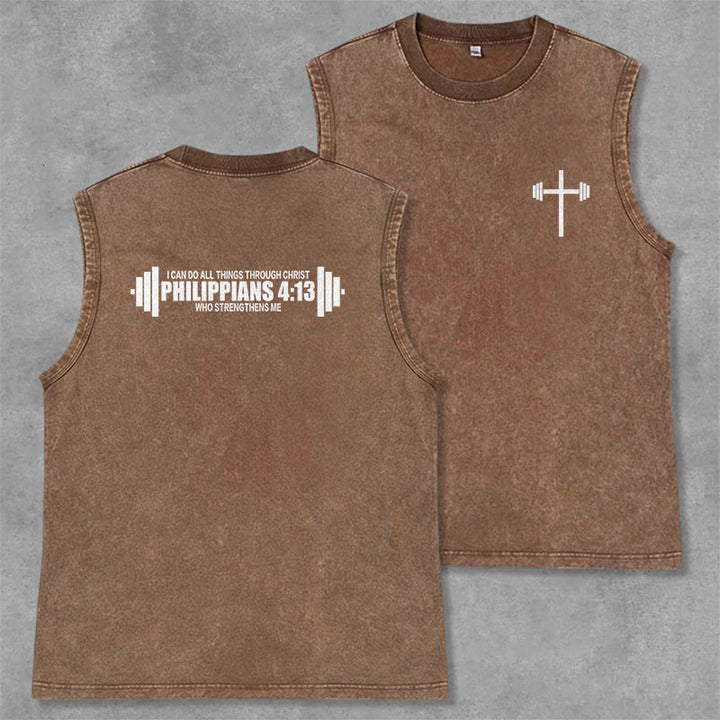 Christianartworkshop Philippiens 4:13 Débardeur unisexe Barbell Cross lavé - Brun - 2XL - image 21