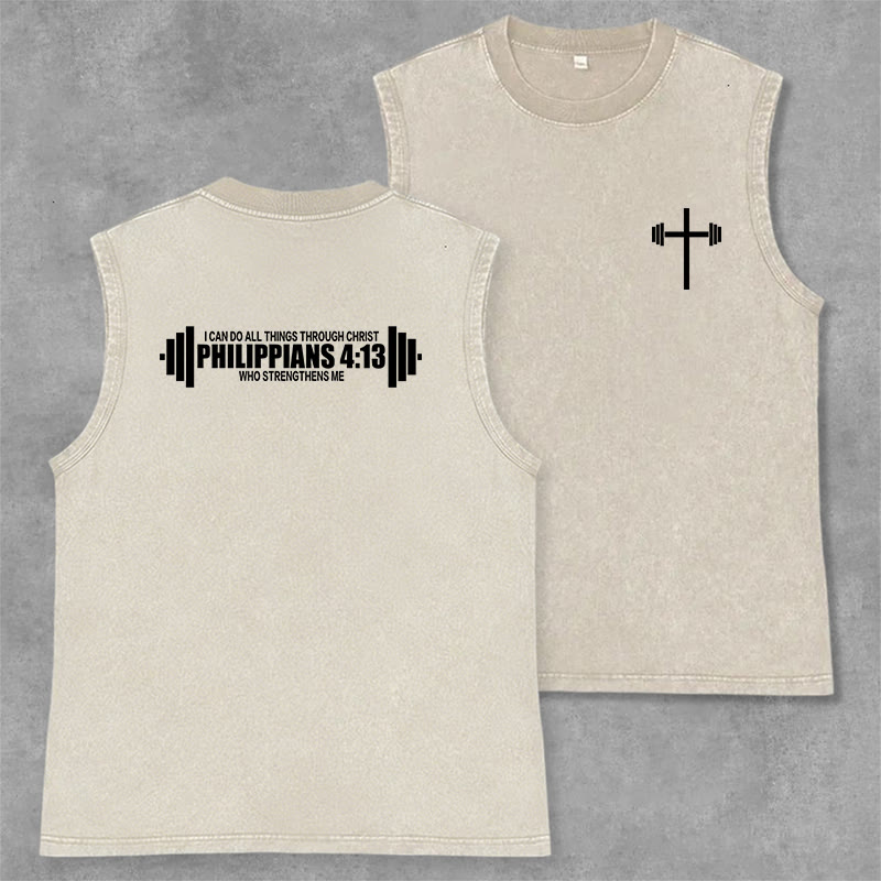 Christianartworkshop Philippiens 4:13 Débardeur unisexe Barbell Cross lavé - Beige - 2XL - image 14