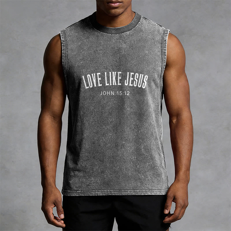 Christianartworkshop Débardeur unisexe lavé « Aimer comme Jésus Jean 15:12 » - image 1