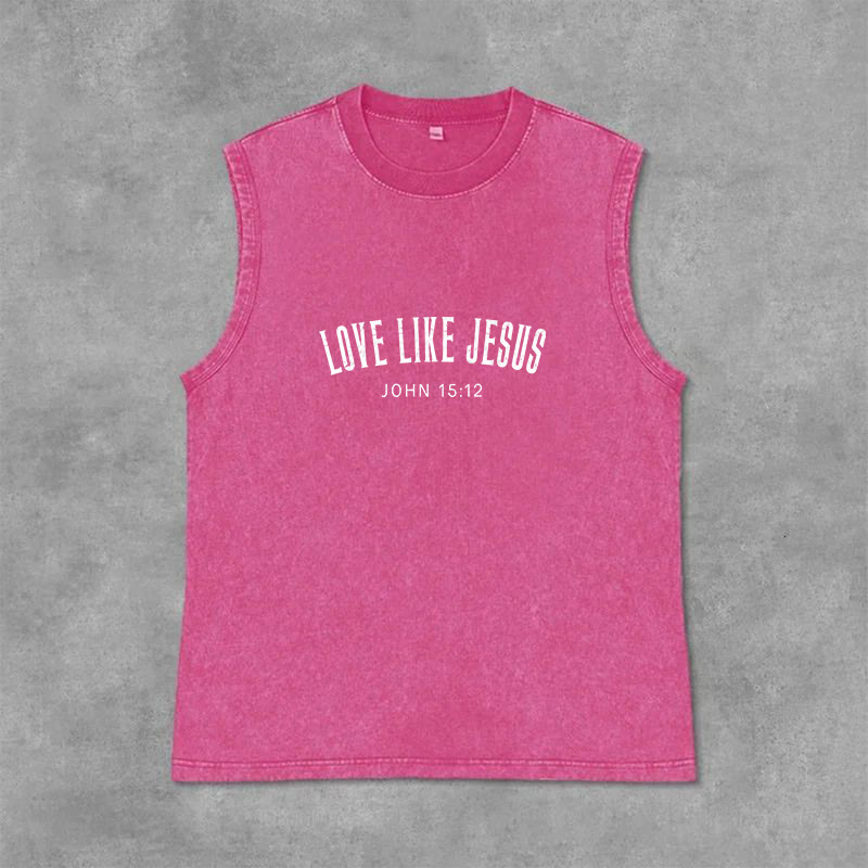 Christianartworkshop Débardeur unisexe lavé « Aimer comme Jésus Jean 15:12 » - Rose - 2XL - image 9