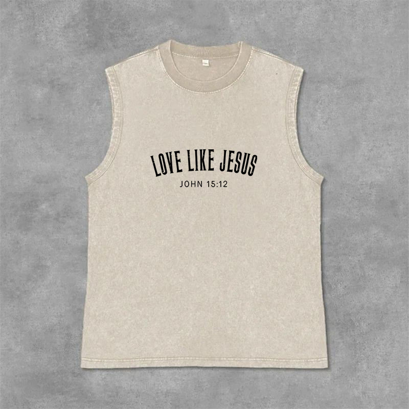 Christianartworkshop Débardeur unisexe lavé « Aimer comme Jésus Jean 15:12 » - Beige - 2XL - image 3