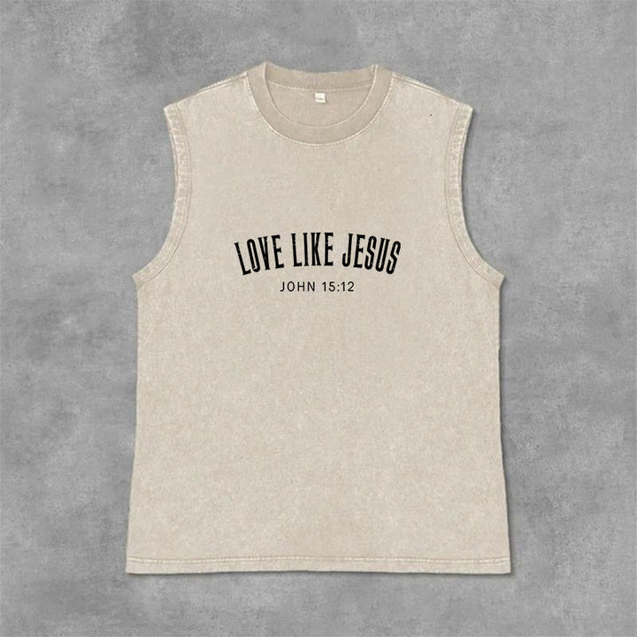 Christianartworkshop Débardeur unisexe lavé « Aimer comme Jésus Jean 15:12 » - Beige - 2XL - image 3