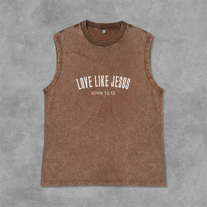 Christianartworkshop Débardeur unisexe lavé « Aimer comme Jésus Jean 15:12 » - Brun - 2XL - image 12