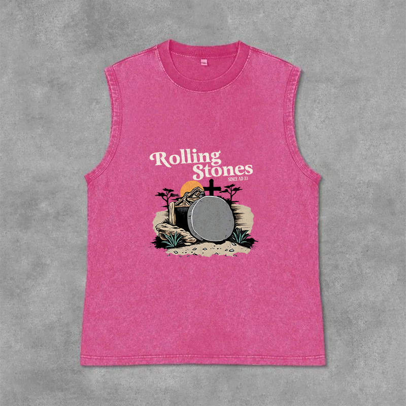 Christianartworkshop Débardeur unisexe délavé des Rolling Stones « He Is Risen » - Rose - 2XL - image 12