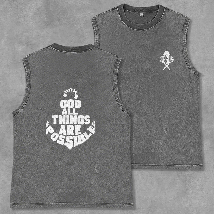 Christianartworkshop Avec Dieu, tout est possible. Débardeur unisexe Anchor délavé. - Gris - 2XL - image 21
