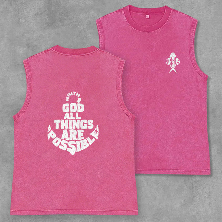 Christianartworkshop Avec Dieu, tout est possible. Débardeur unisexe Anchor délavé. - Rose - 2XL - image 14