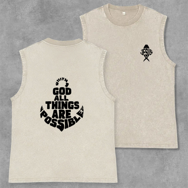 Christianartworkshop Avec Dieu, tout est possible. Débardeur unisexe Anchor délavé. - Beige - 2XL - image 28