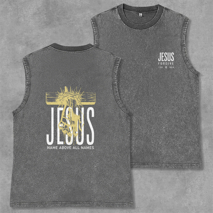 Christianartworkshop Débardeur unisexe lavé « Le nom de Jésus au-dessus de tous les noms » - Gris - 2XL - image 14