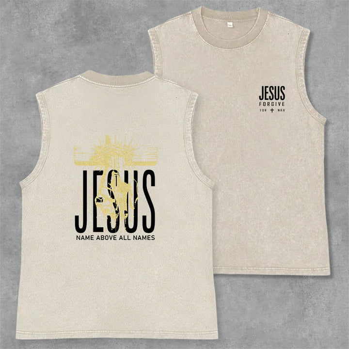 Christianartworkshop Débardeur unisexe lavé « Le nom de Jésus au-dessus de tous les noms » - Beige - 2XL - image 7