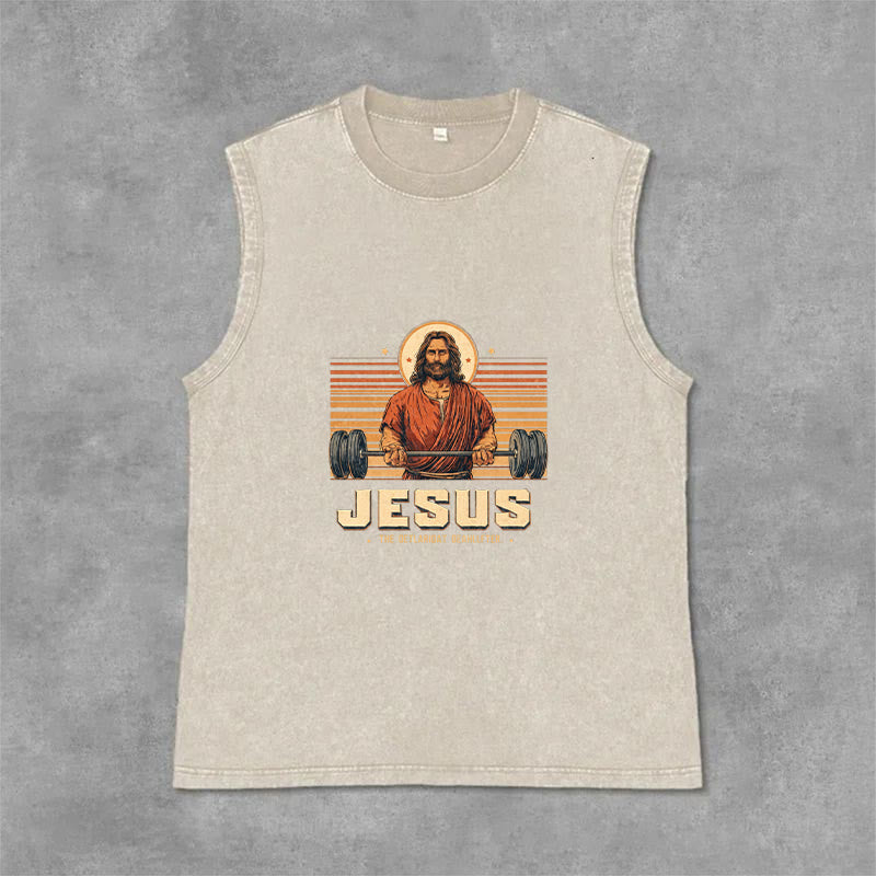 Christianartworkshop Débardeur unisexe lavé avec inscription « Jésus souleveur de terre » - Beige - 2XL - image 6