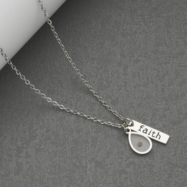 Christianartworkshop Collier « Foi » en forme de cœur et de larme, orné de graines de moutarde : un symbole de foi minuscule mais puissante - Larme - image 4