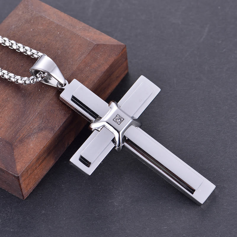 Christianartworkshop Collier pendentif croix à plusieurs rangs : symbole de foi et de grâce éternelle - Argent - image 3