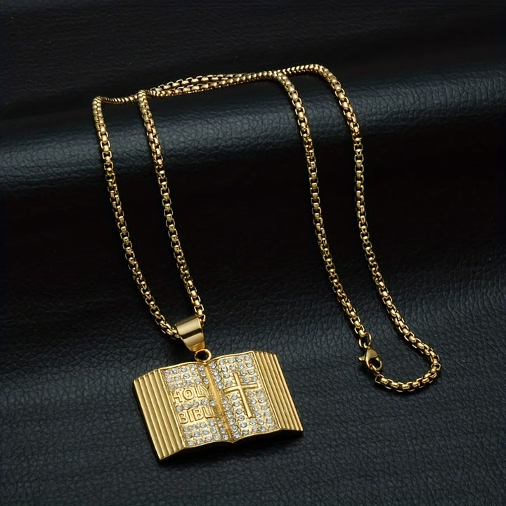 Christianartworkshop Collier pendentif croix en forme de Bible : symbole de foi et de sagesse divine - image 1