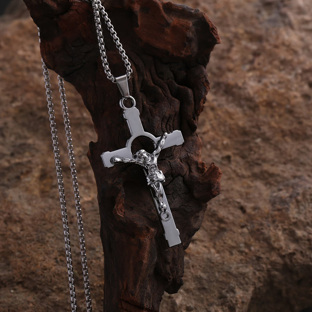 Christianartworkshop Collier crucifix en métal poli : symbole à porter de grâce et de protection divines - Noir - image 3