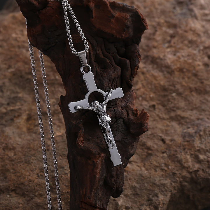 Christianartworkshop Collier crucifix en métal poli : symbole à porter de grâce et de protection divines - Noir - image 3