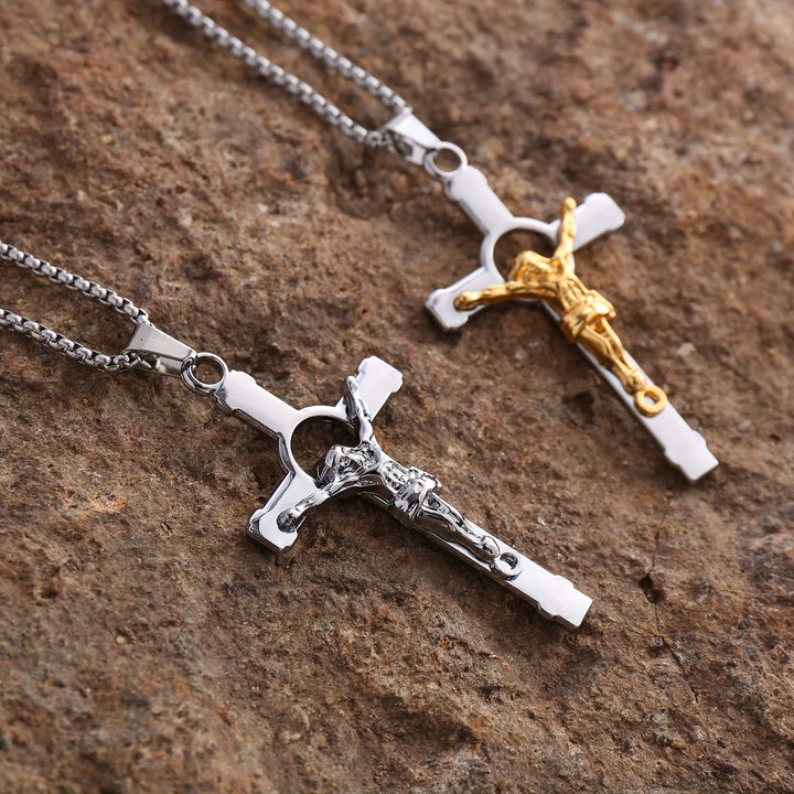 Christianartworkshop Collier crucifix en métal poli : symbole à porter de grâce et de protection divines - image 0