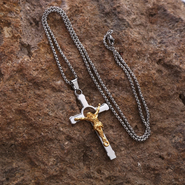 Christianartworkshop Collier crucifix en métal poli : symbole à porter de grâce et de protection divines - Doré - image 1