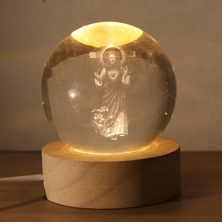 Christianartworkshop Sphère de cristal lumineuse à l'image sacrée : symbole de lumière et de grâce divines - B - Balle de 8 cm - image 1