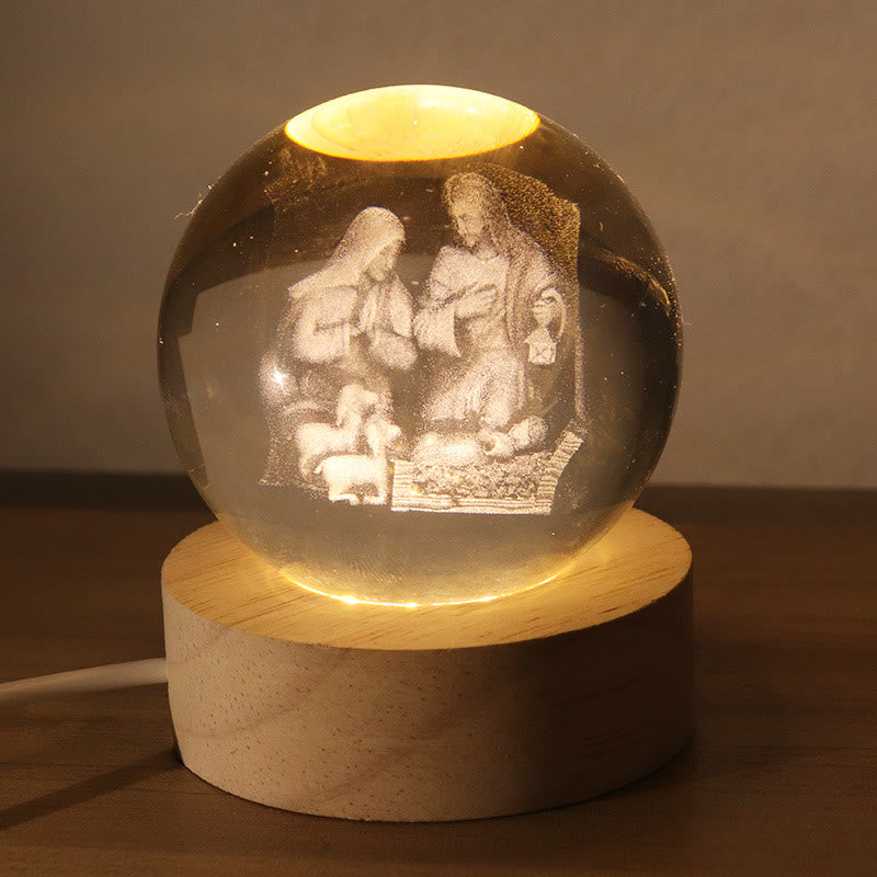 Christianartworkshop Sphère de cristal lumineuse à l'image sacrée : symbole de lumière et de grâce divines - C - Balle de 8 cm - image 2