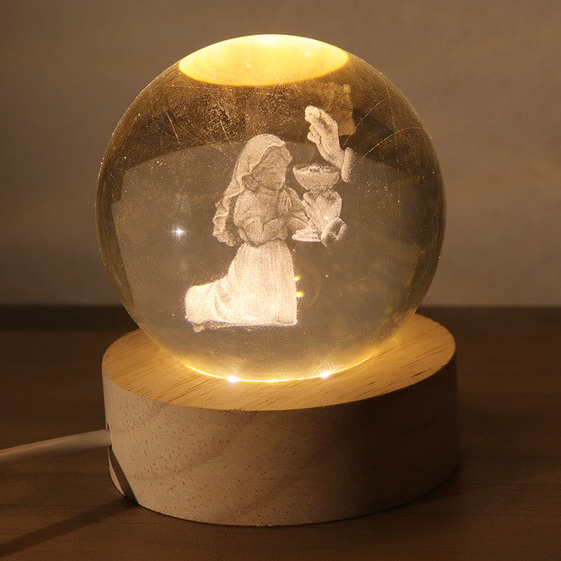 Christianartworkshop Sphère de cristal lumineuse à l'image sacrée : symbole de lumière et de grâce divines - F - Balle de 8 cm - image 5