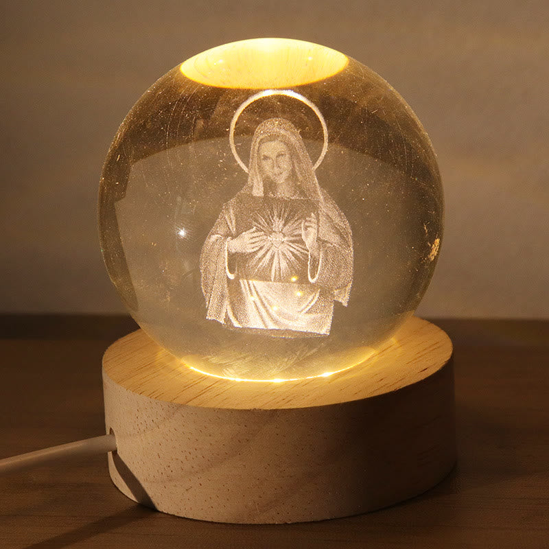 Christianartworkshop Sphère de cristal lumineuse à l'image sacrée : symbole de lumière et de grâce divines - je - Balle de 8 cm - image 8