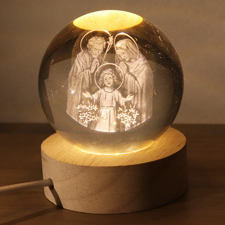 Christianartworkshop Sphère de cristal lumineuse à l'image sacrée : symbole de lumière et de grâce divines - G - Balle de 8 cm - image 6