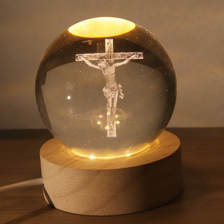 Christianartworkshop Sphère de cristal lumineuse à l'image sacrée : symbole de lumière et de grâce divines - D - Balle de 8 cm - image 3