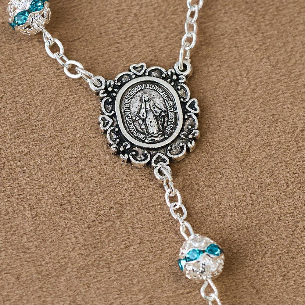 Christianartworkshop Chapelet de poche à perles scintillantes avec médaille de Notre-Dame : symbole de foi et de grâce - image 5