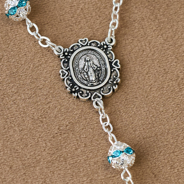 Christianartworkshop Chapelet de poche à perles scintillantes avec médaille de Notre-Dame : symbole de foi et de grâce - image 5